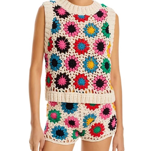 FARM Rio Tops - FARM Rio Multicolor Crochet Tank Top NWOT